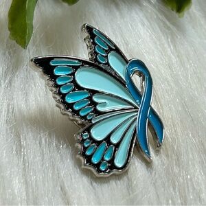 PinMart Teal Ribbon Butterfly Pin